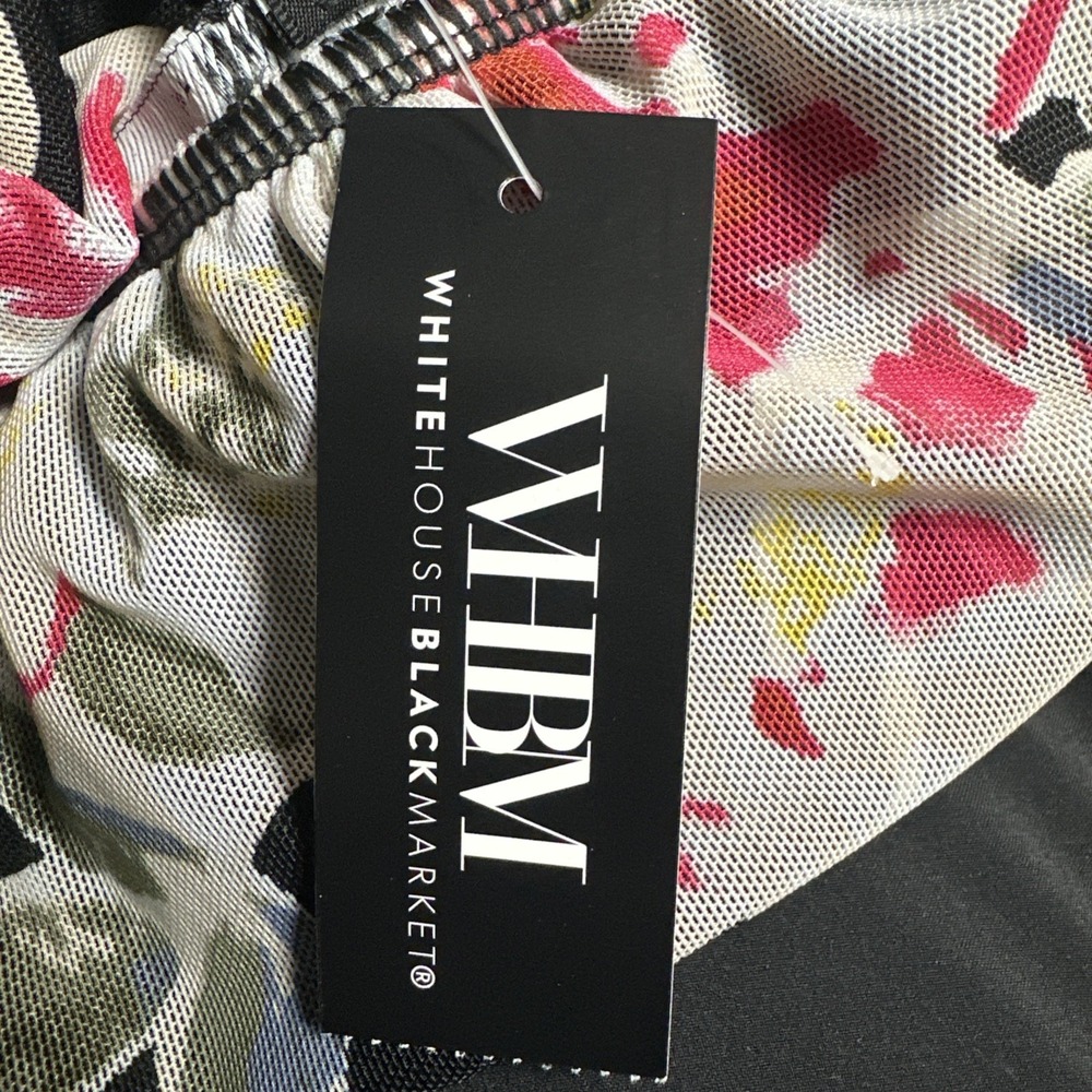White House Black Market Blouse Women's Large Sheer Ikat Floral Black Flowy NWT - Picture 6 of 12